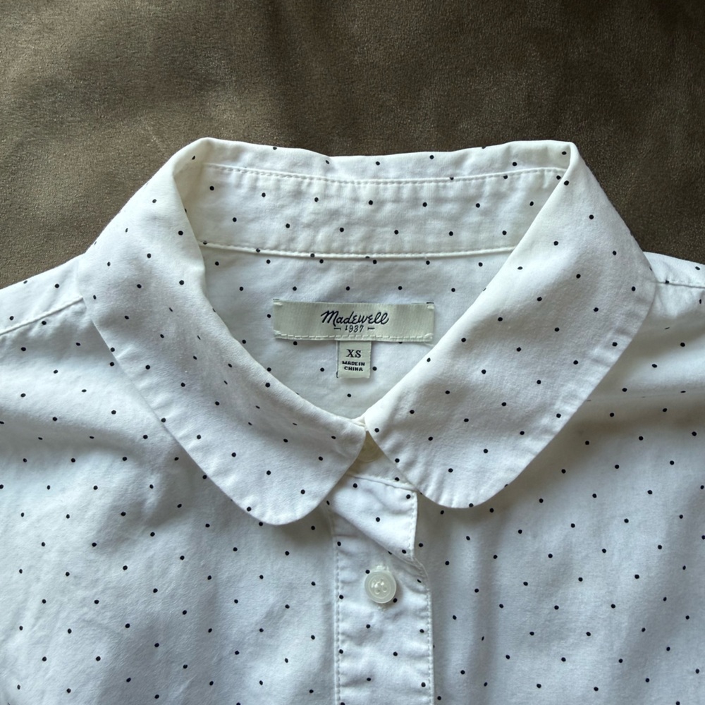 Madewell Cotton Pindot Button-up Shirt with a Peter Pan Collar